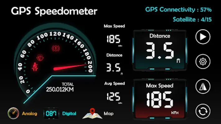 GPS Speedometer HUD Odometer android App screenshot 2